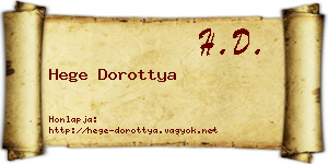 Hege Dorottya névjegykártya